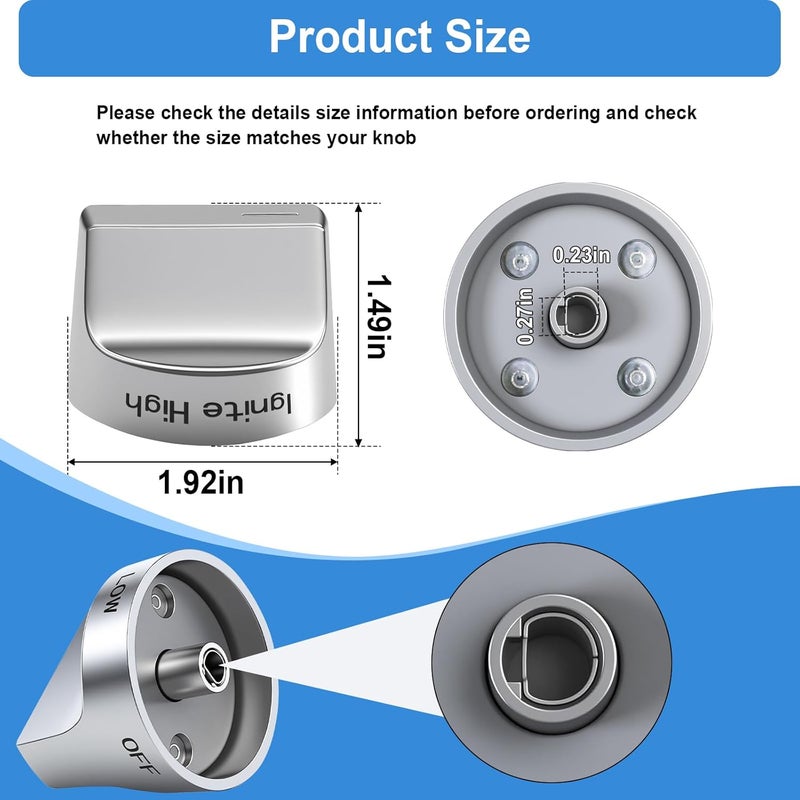Gesleben Upgraded W11122880 Stove Knobs Compatible with Whirlpool Gas Range Oven WFG520S0FS0 WFG520S0FS1 WFG745H0FE0, Surface Burner Cooktop Control Cooktop Knob Replacement W10862482-5 Pack - Image 3